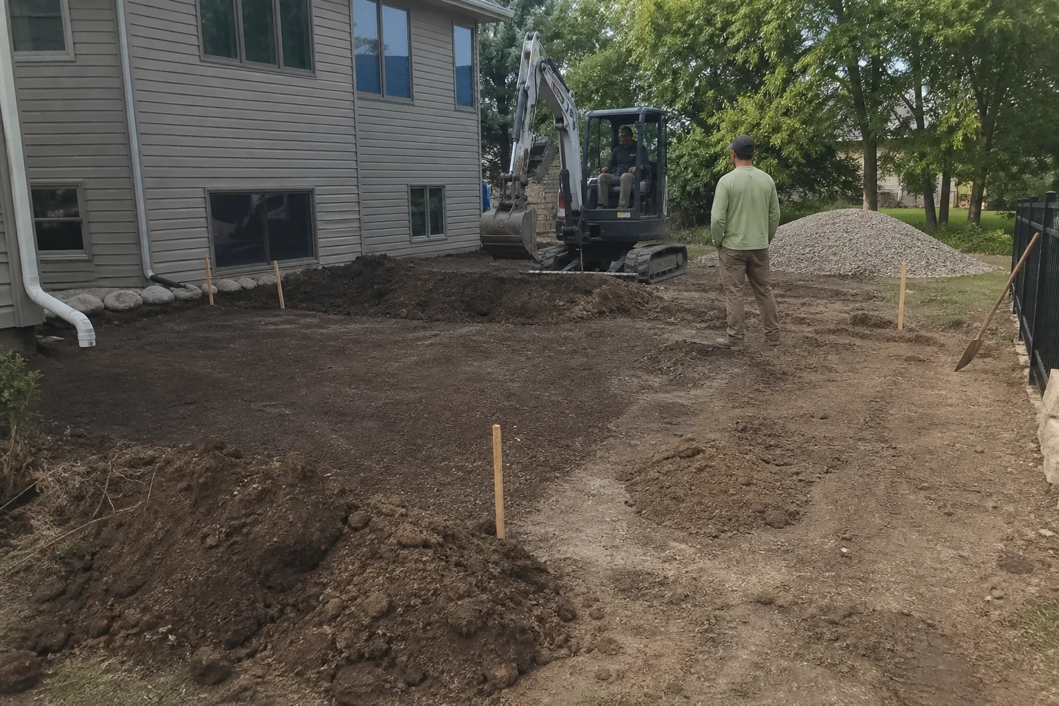 Site preparation landscaping scene